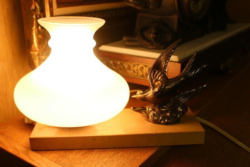 Antique Bronze French Table Desk Light Paris Chateau Onyx + Opaline Glass 1920s photo Lighting