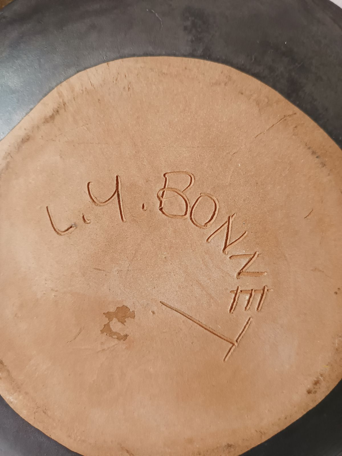 Handpainted Pottery Dish By Louis Yves Bonnet, Hyeres, France C1950 photo furniture