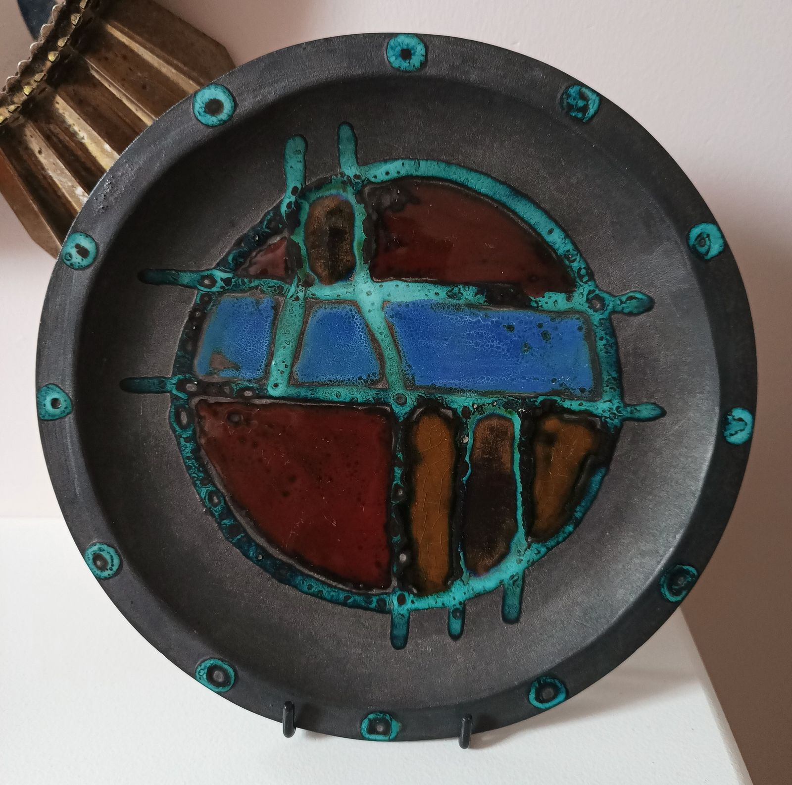 Handpainted Pottery Dish By Louis Yves Bonnet, Hyeres, France C1950