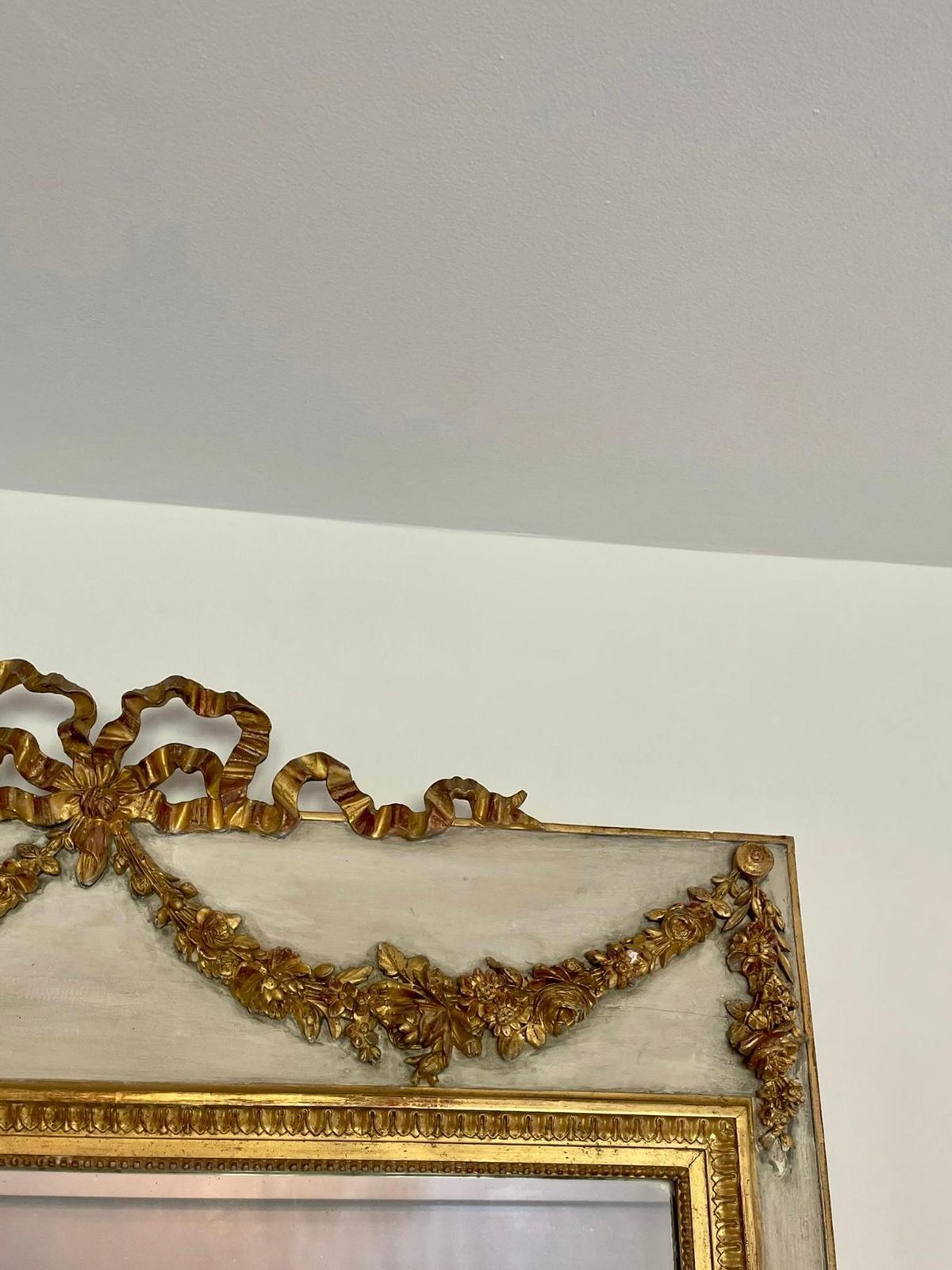 photo for sale Large Antique Victorian Quality Giltwood And White Painted Overmantle Mirror