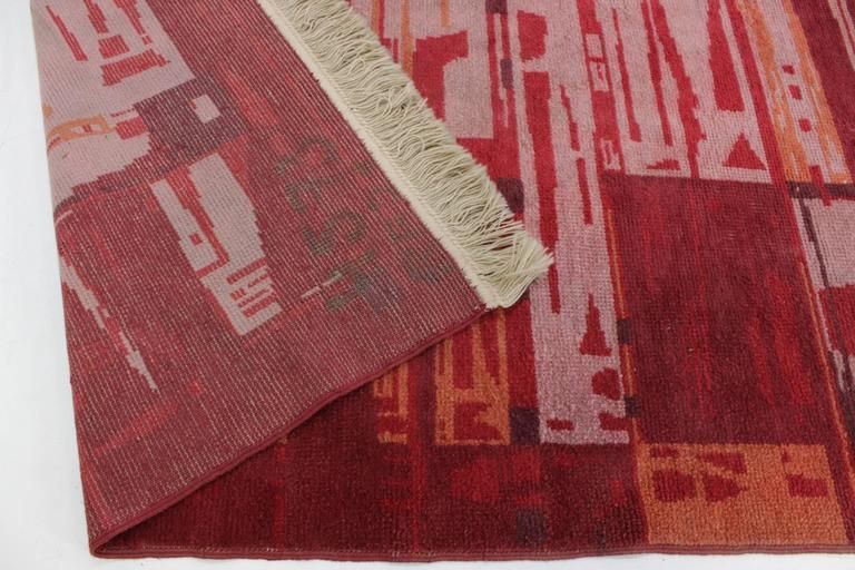 Textiles Czechoslovakian Geometric Rug Carpet, 1950s photo