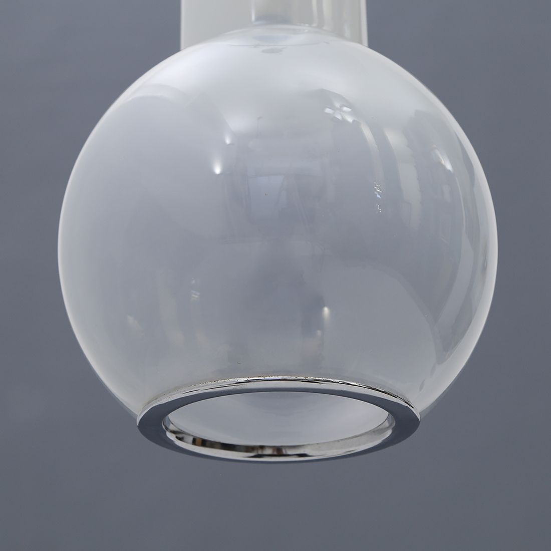 Glass And Chromed Metal Chandelier, 1970s photo for sale