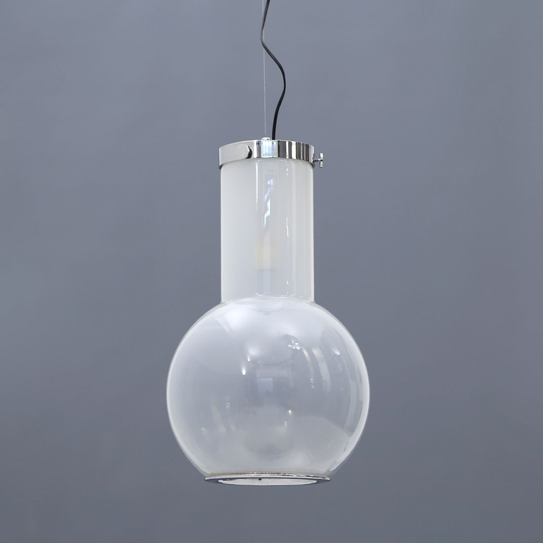 Glass And Chromed Metal Chandelier, 1970s photo 220.0