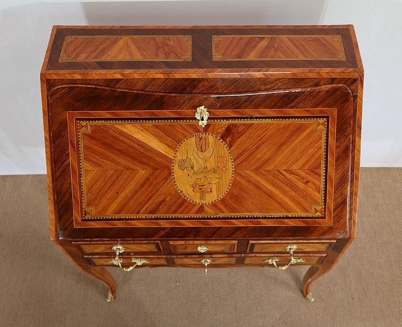 Mid Slope Desk In Precious Wood, Louis XV Period – 18th Century photo vinterior