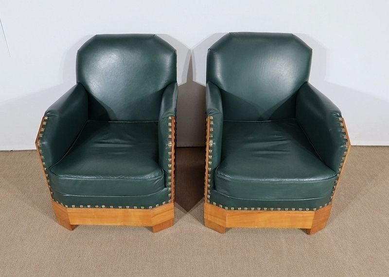Pair Of Art Deco Armchairs In Solid Cherry, 1st Part Of The 20th Century photo Furniture