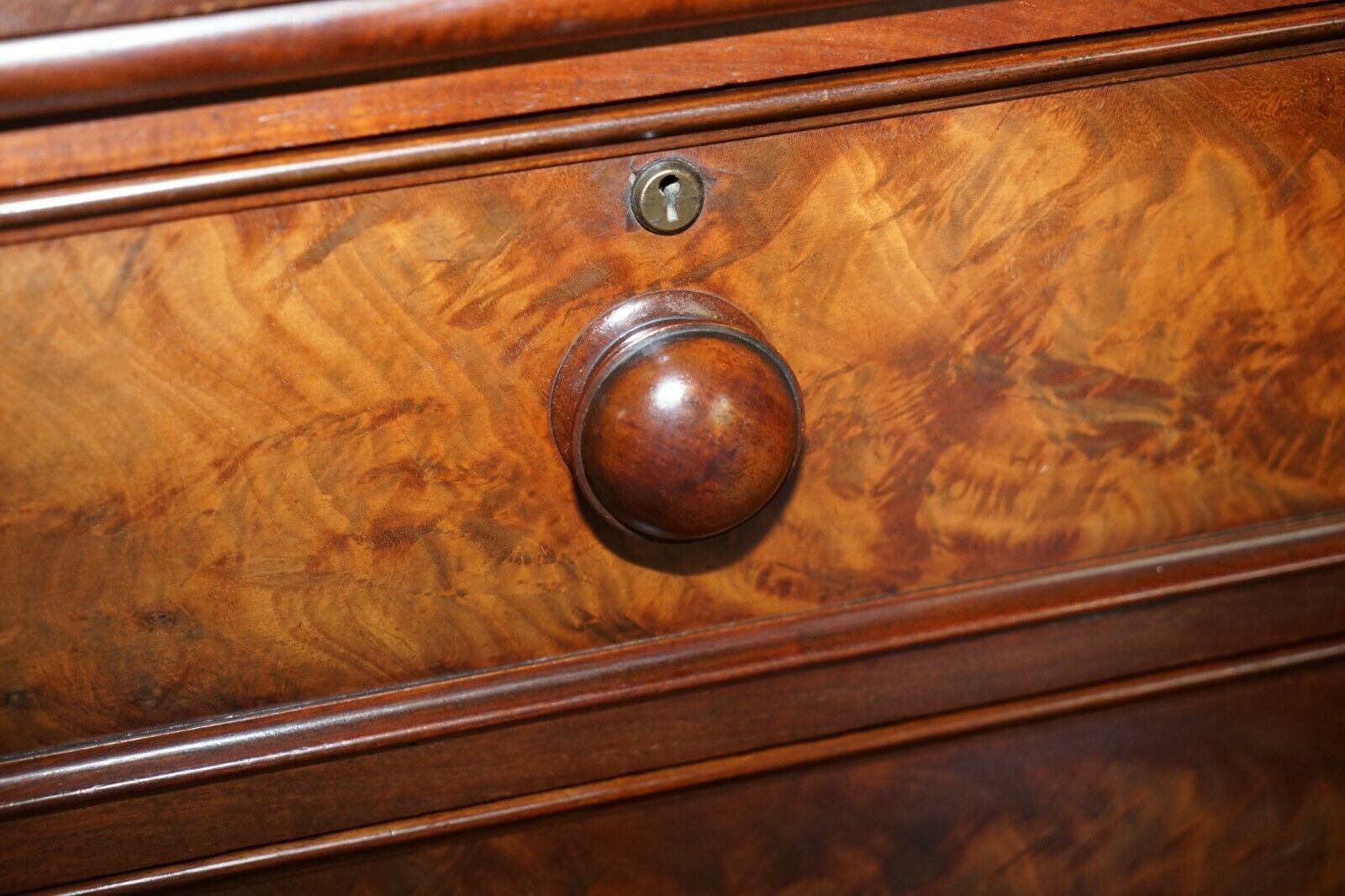 Antique Victorian Flamed Mahogany Two Over Four Chest Of Drawers Timber Patina photo buy