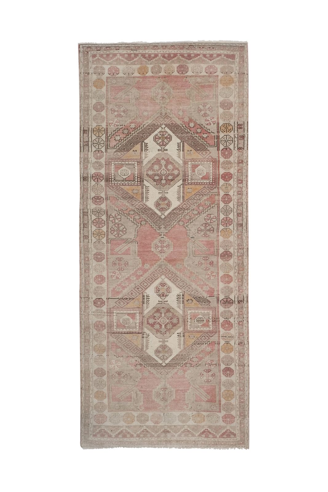 Vintage Faded Large Hand Knotted Hallway Runner 157 X 370 Cm