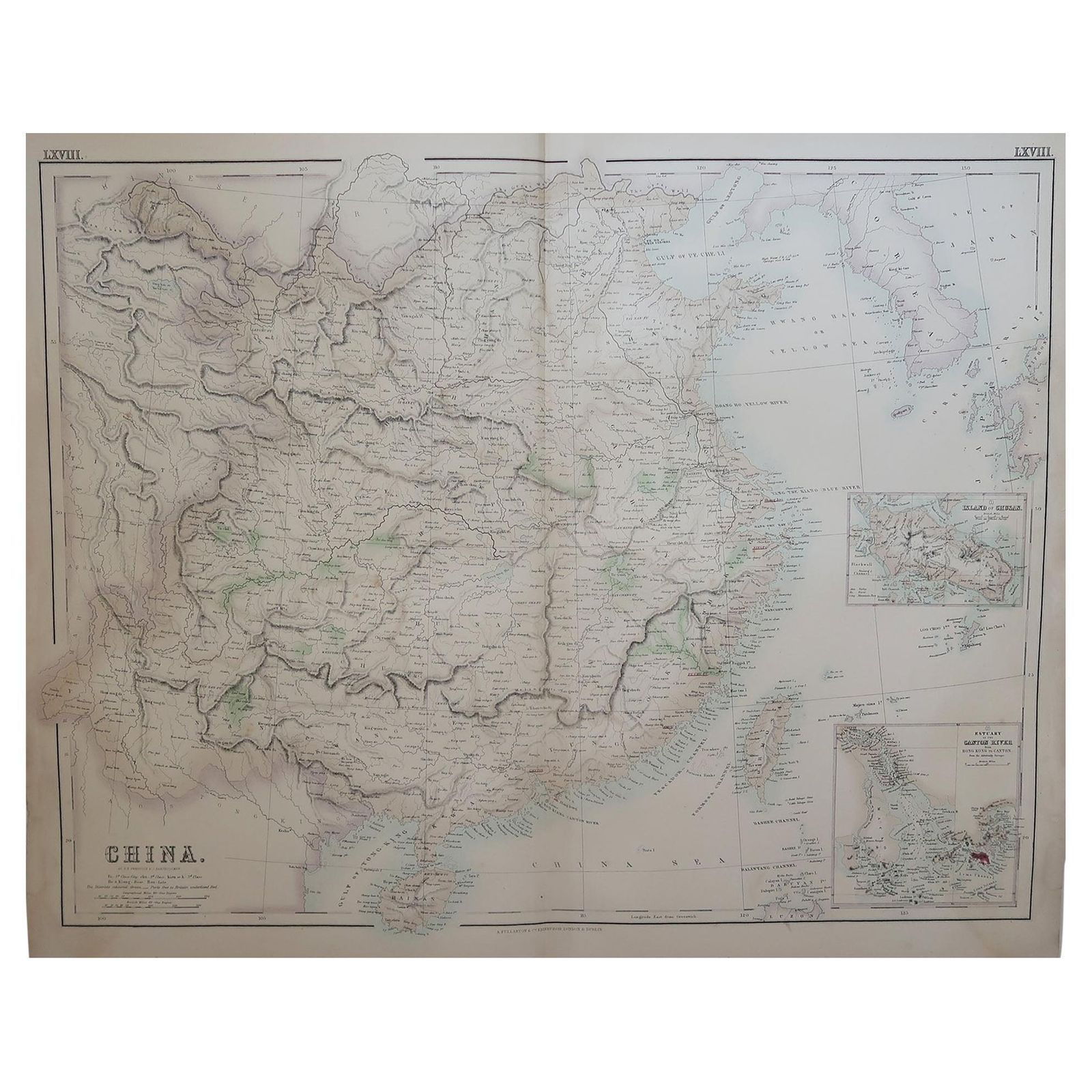 Large Original Antique Map Of China, Fullarton, C.1870