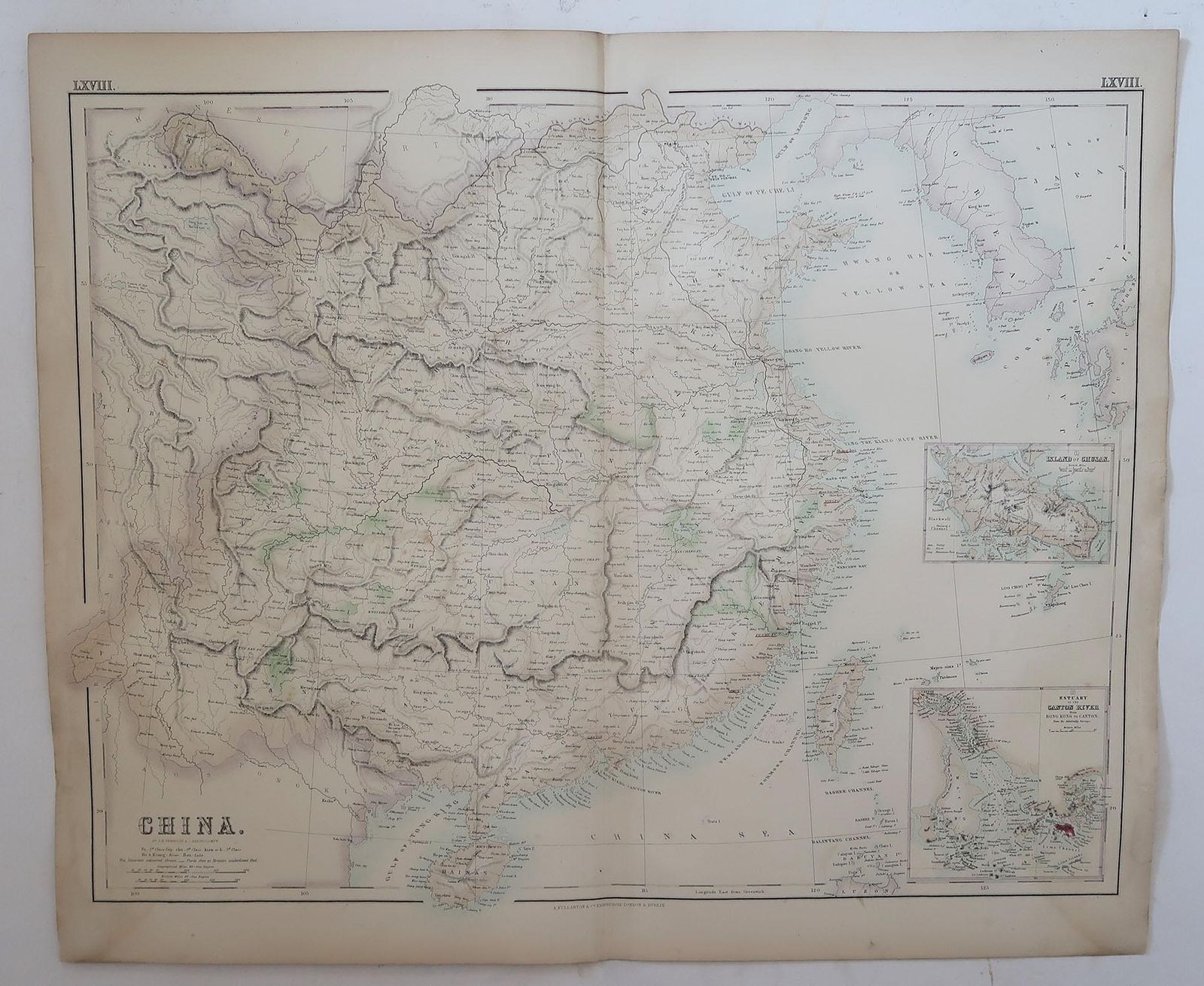 Large Original Antique Map Of China, Fullarton, C.1870 photo for sale