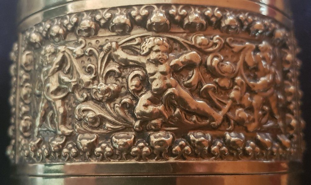 Brass Smoking Set With Putti Relief From Erhard & Sons, 1960s, Set Of 4 photo Home Decor