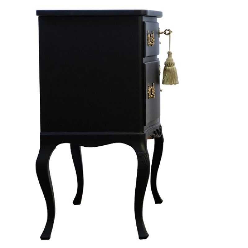 Rococo Style Chest With 2 Drawers And Modern Flat Black Finish   Pair photo for sale