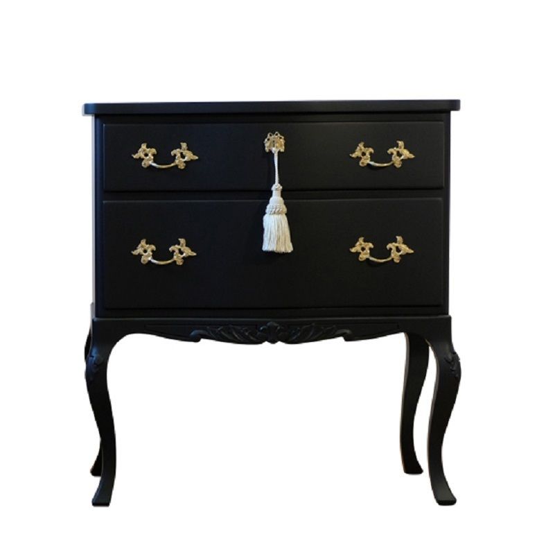 Rococo Style Chest With 2 Drawers And Modern Flat Black Finish   Pair photo buy