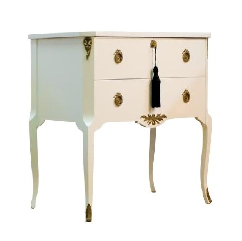 Gustavian Style Commode In Antique White With Brass Details photo Furniture