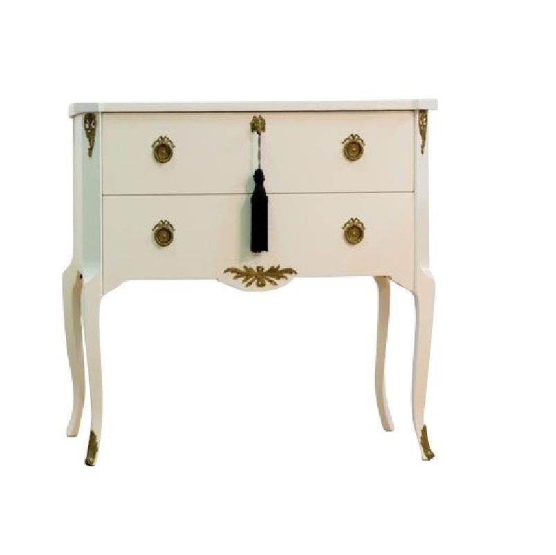 photo furniture Gustavian Style Commode In Antique White With Brass Details
