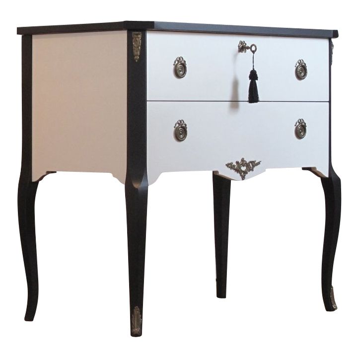 photo furniture Gustavian Style Commode In Coco Chanel White With Black Details & Brass Details