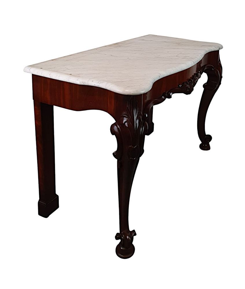 A Superb 19th Century Carrara White Marble Top Hall Or Console Table photo furniture