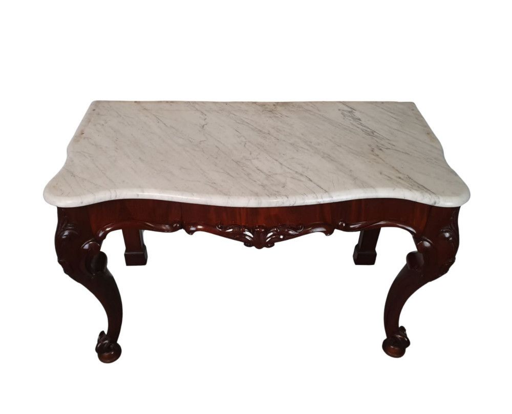A Superb 19th Century Carrara White Marble Top Hall Or Console Table photo Furniture