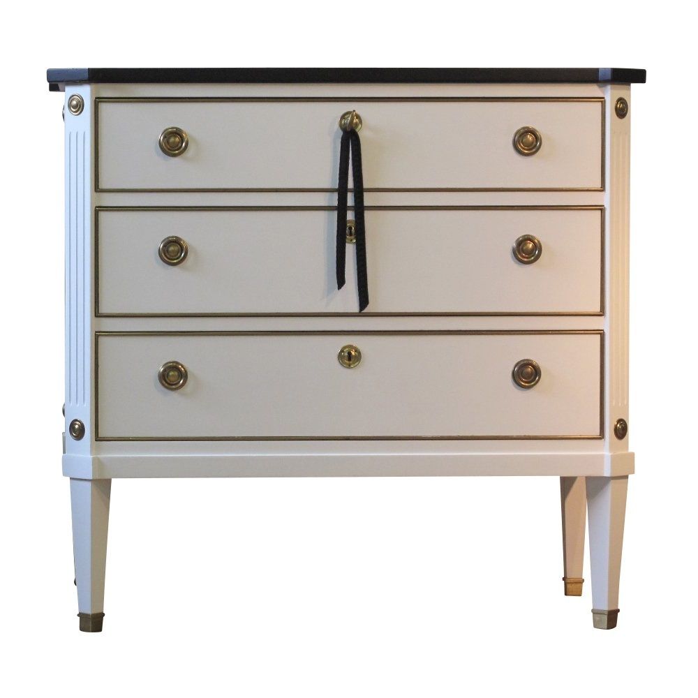 Vintage Gustavian Antik Byrå White Chest
