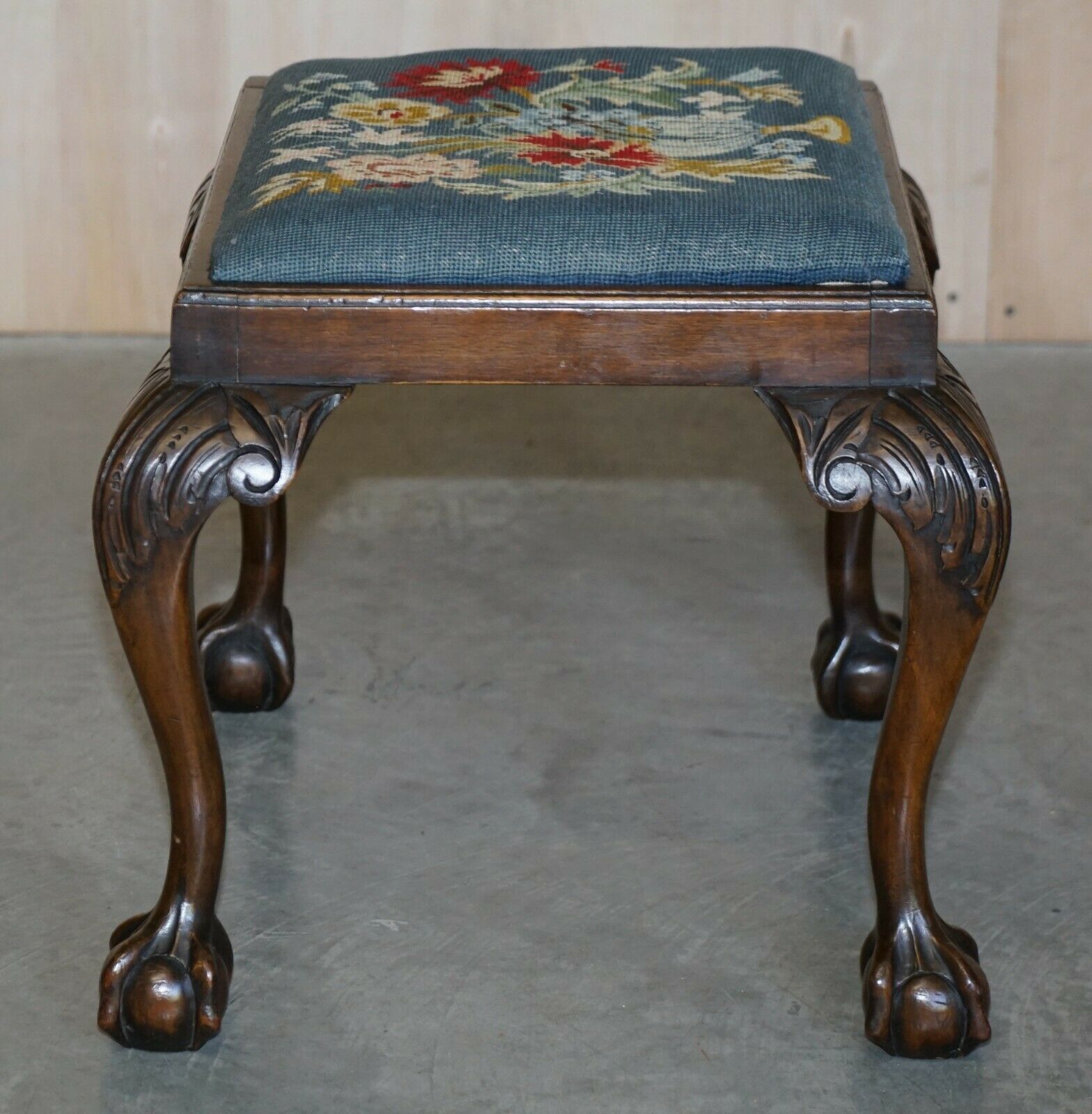 photo for sale Fine Thomas Clarkson & Son Ltd Circa 1940 Hand Carved Claw & Ball Foot Stool