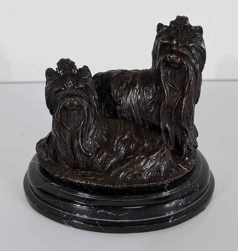 Couple Of Hard Metal Yorkshires, French School   Early 20th Century