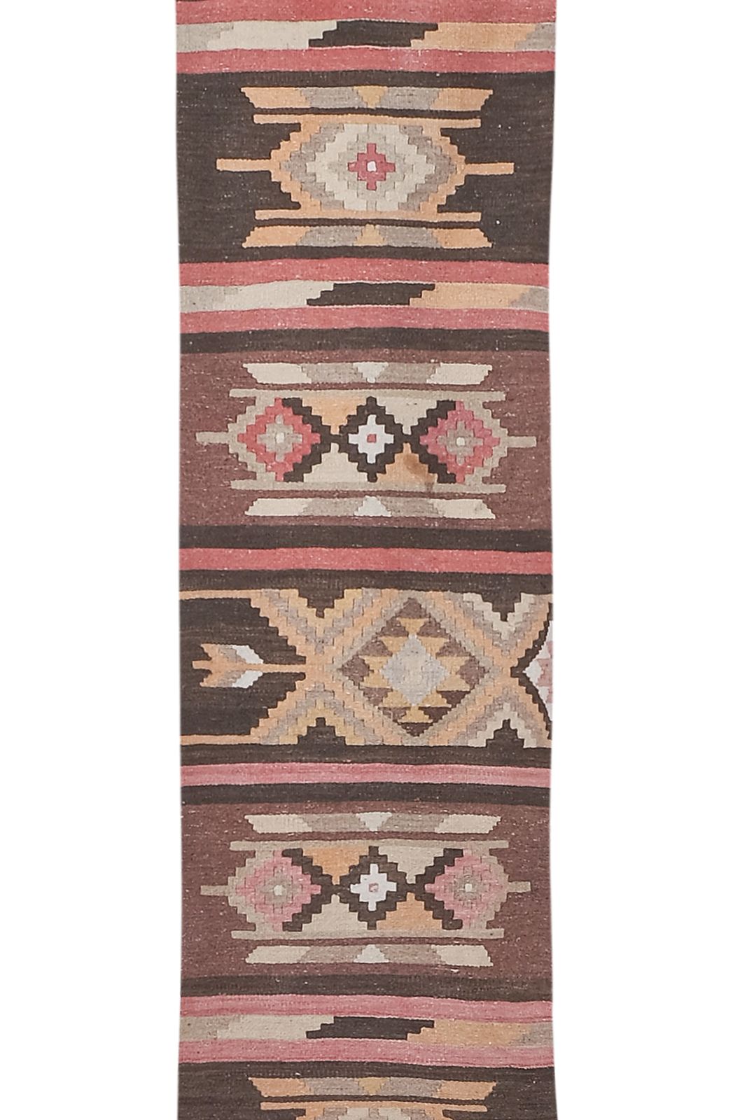 Turkish Puprle Brown Kilim Extra Long Hallway Runner With Boho Chic Style 78 X 728 Cm photo for sale