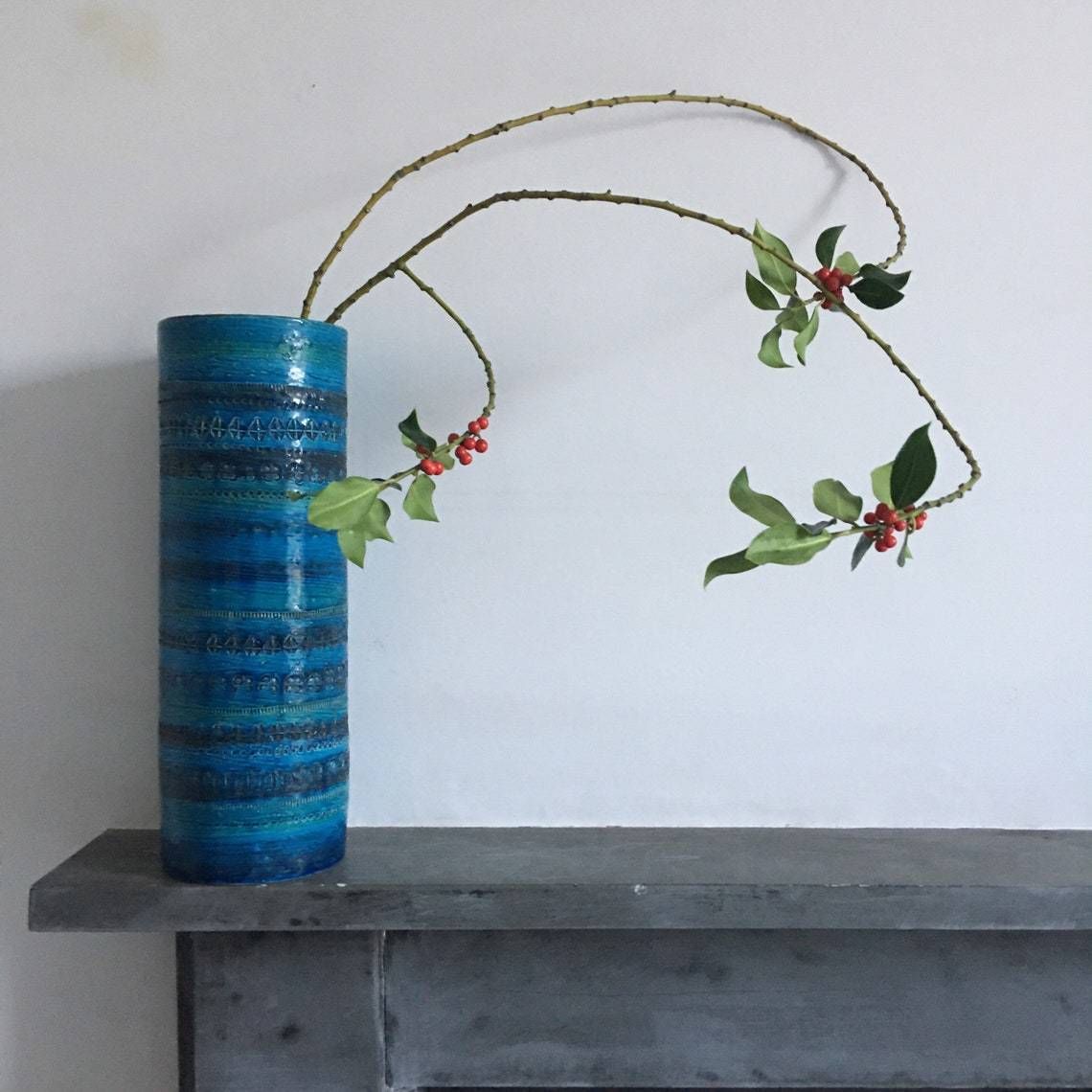 Rimini Blue Vintage Ceramic Vase By Aldo Londi/ Gift photo furniture