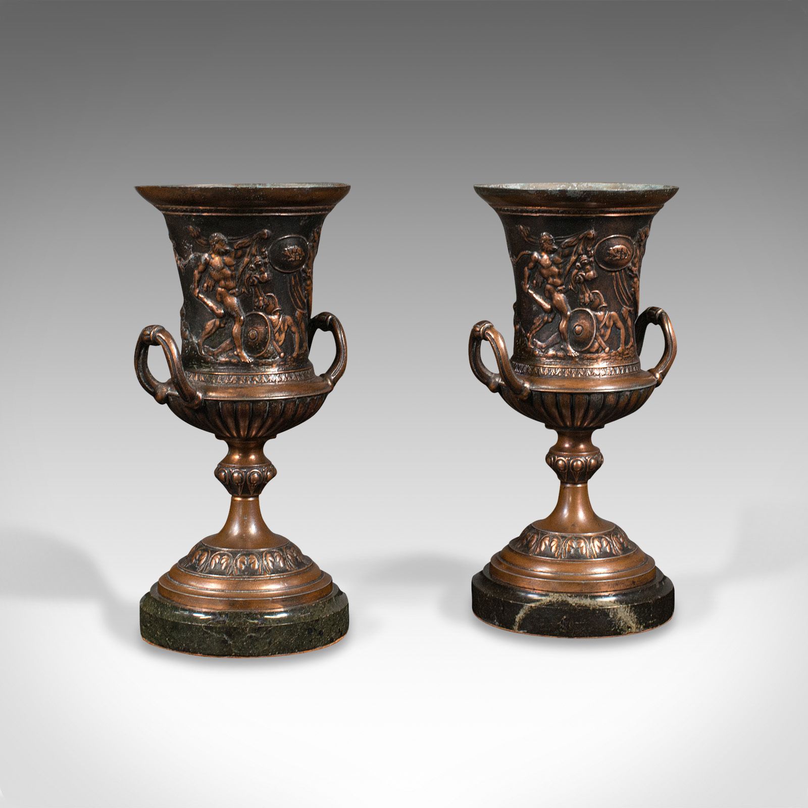Pair, Antique Grand Tour Urns, Italian, Decorative Vase, Roman Taste