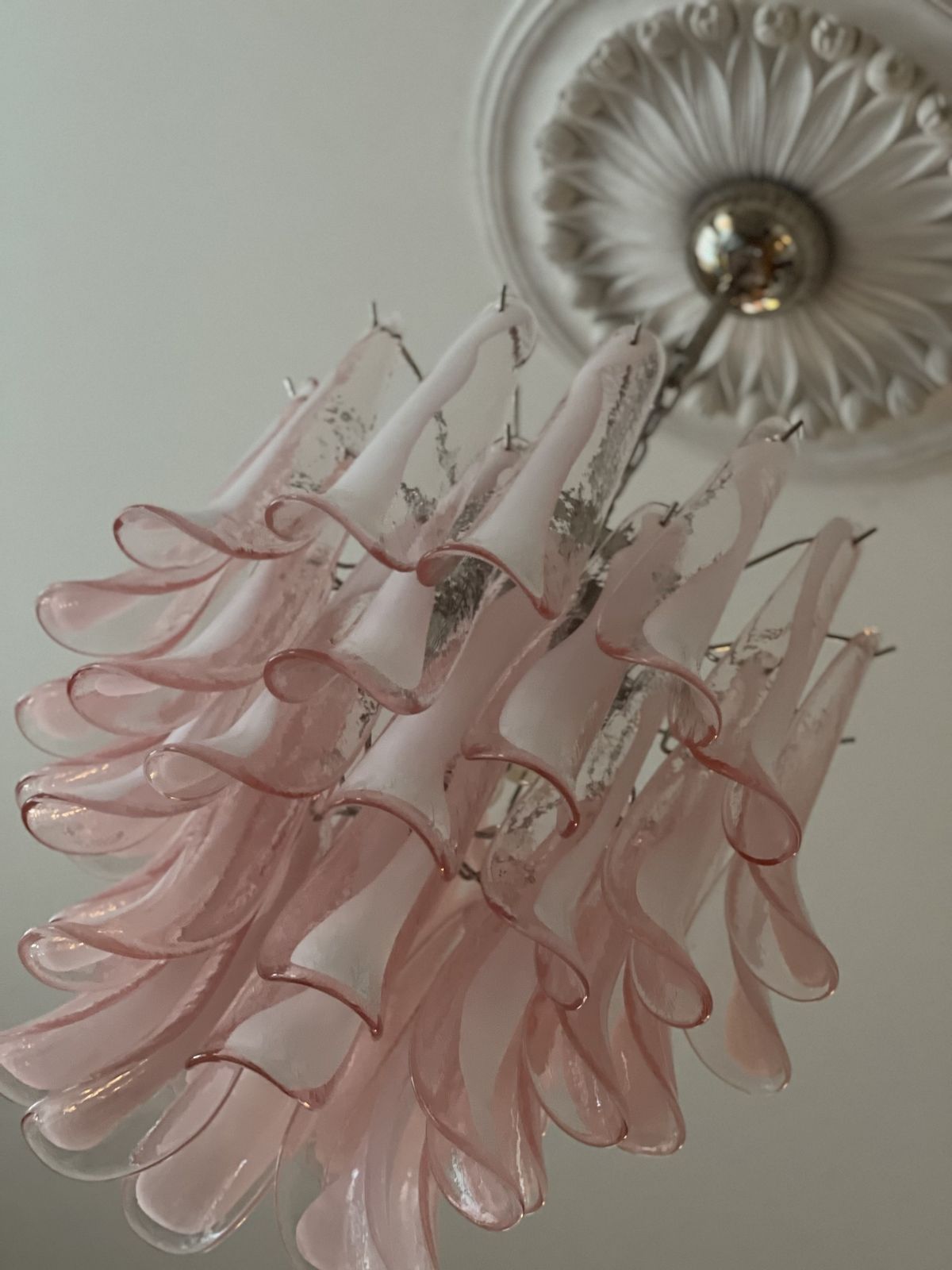 Pink Murano Glass Chandelier In The Style Of Mazzega   Large Size. photo buy