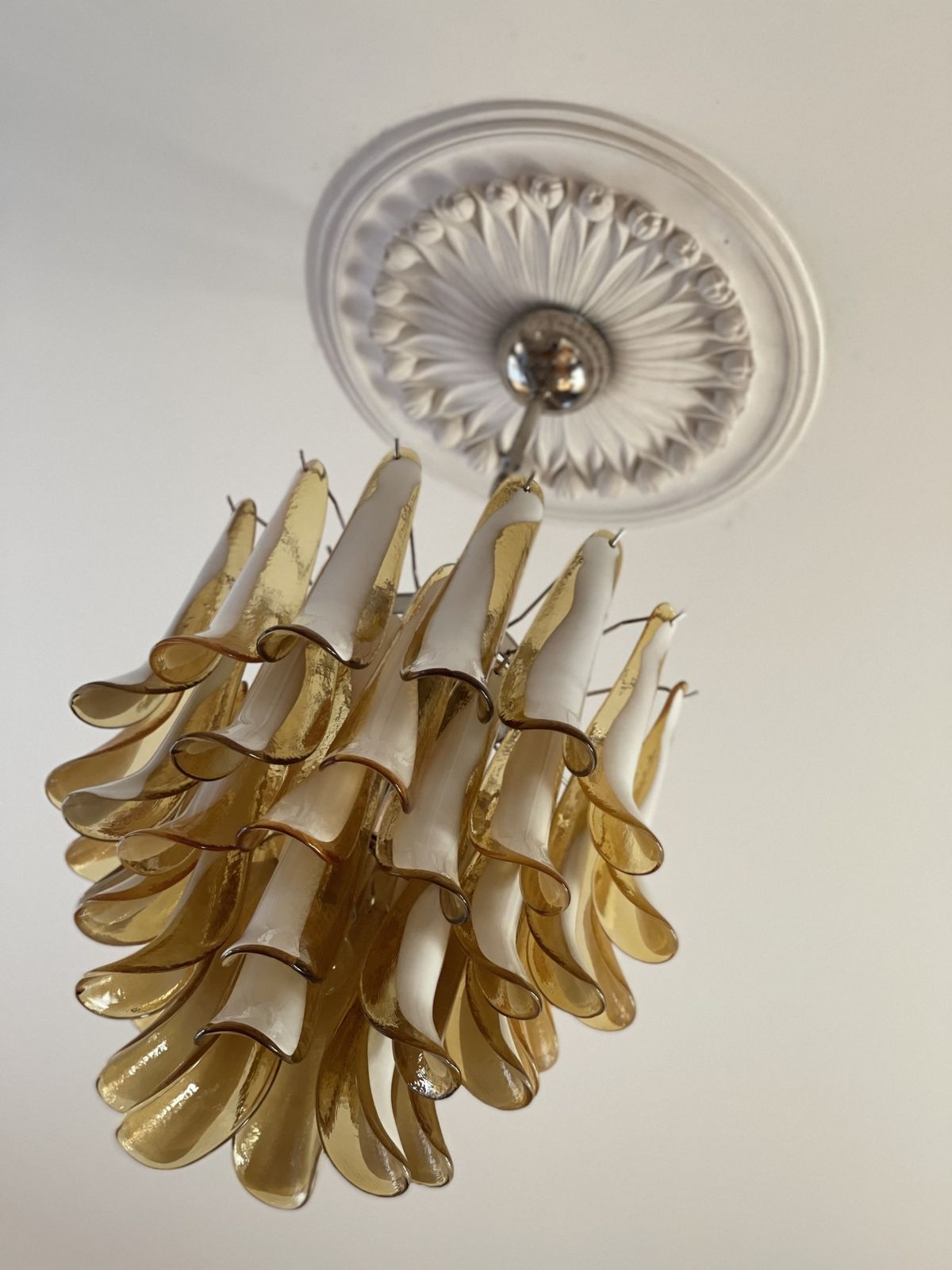 Murano Chandelier In The Style Of Mazzega In Amber   Large Size. photo buy