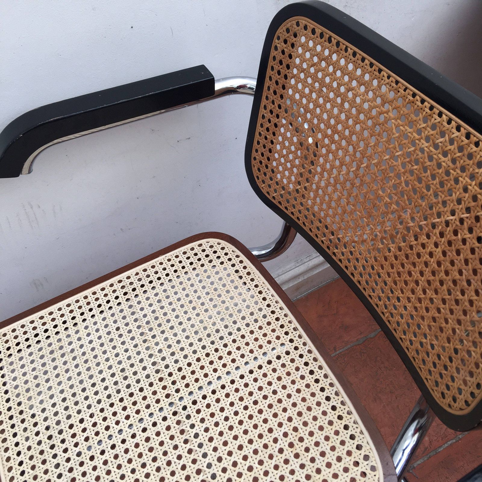 Cesca Black And Chrome & Rattan Dining Chair With Arms photo buy