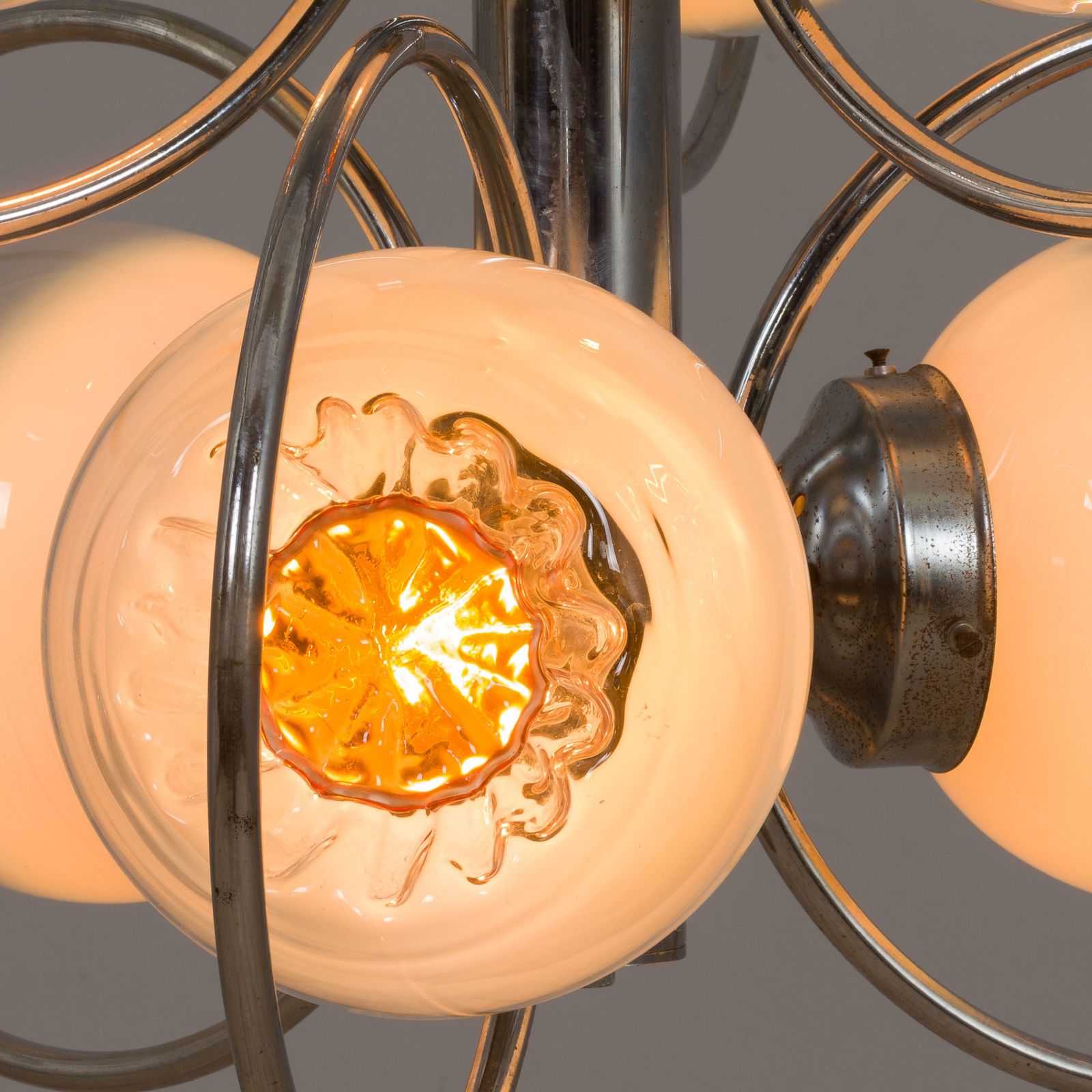 Mazzega Space Age Murano Glass Chrome Plated Chandelier, Italy 1970s photo buy
