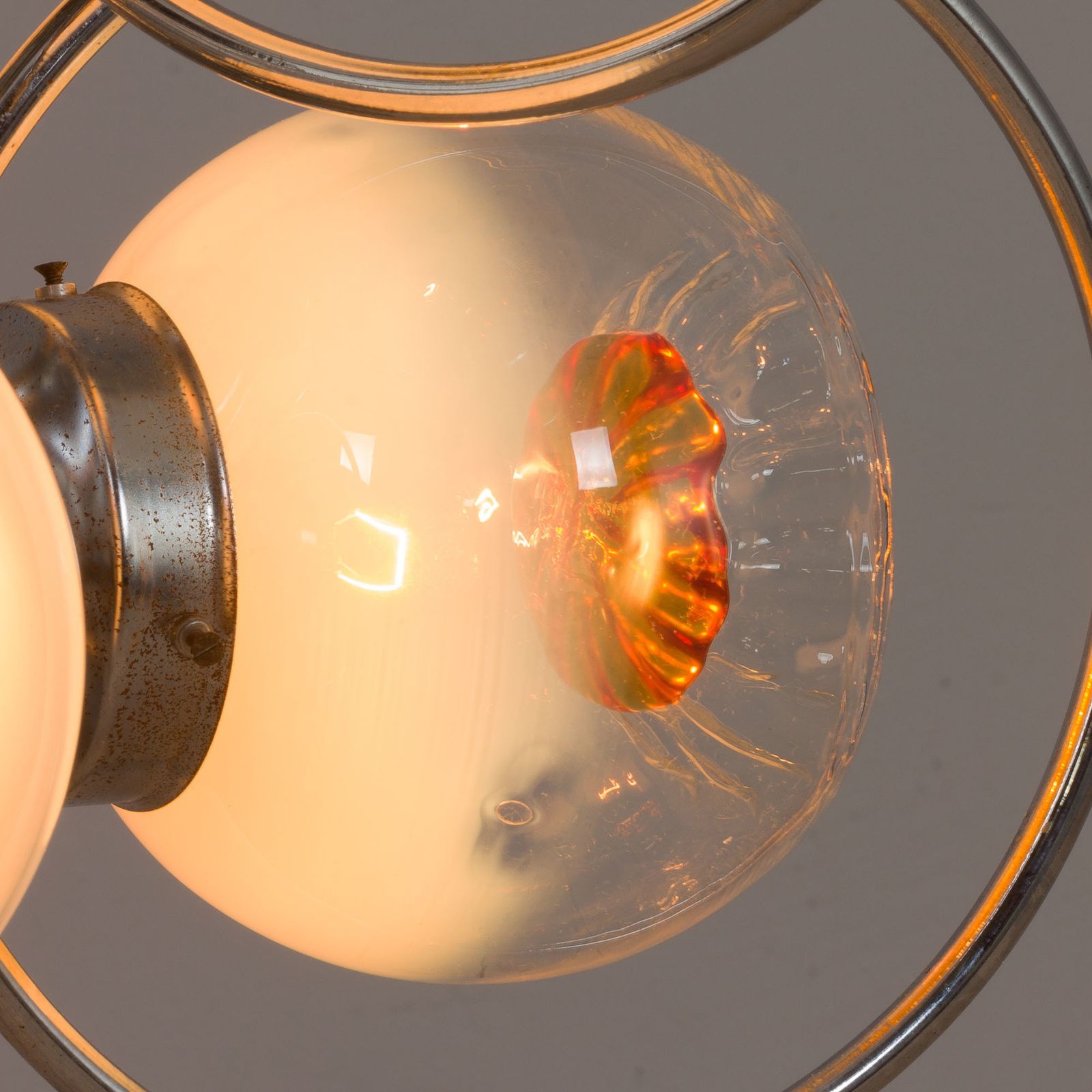 photo furniture Mazzega Space Age Murano Glass Chrome Plated Chandelier, Italy 1970s