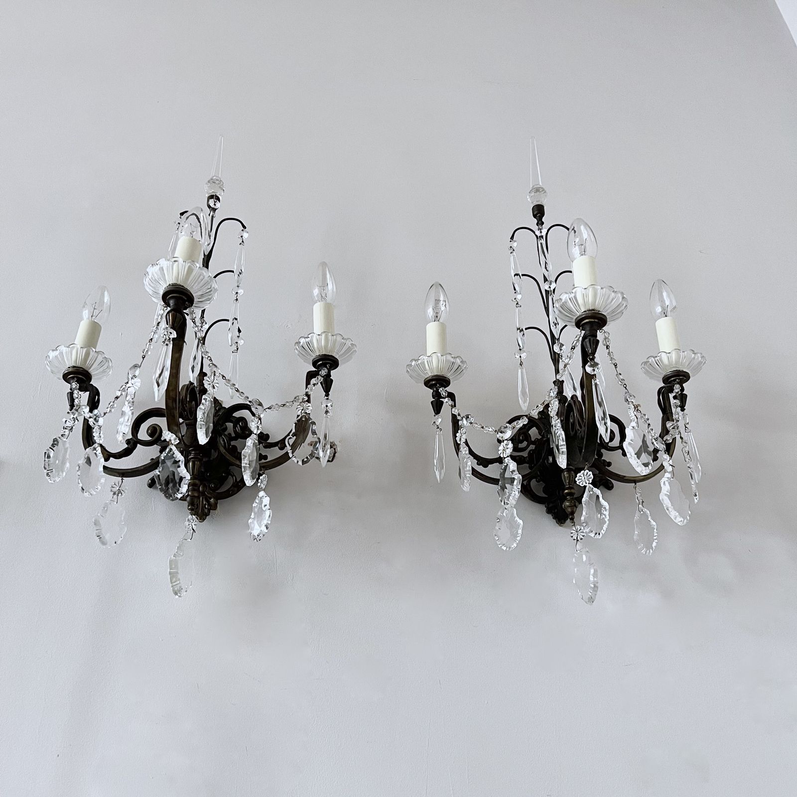Pair Of Early 20th Century French Brass Sconces photo for sale