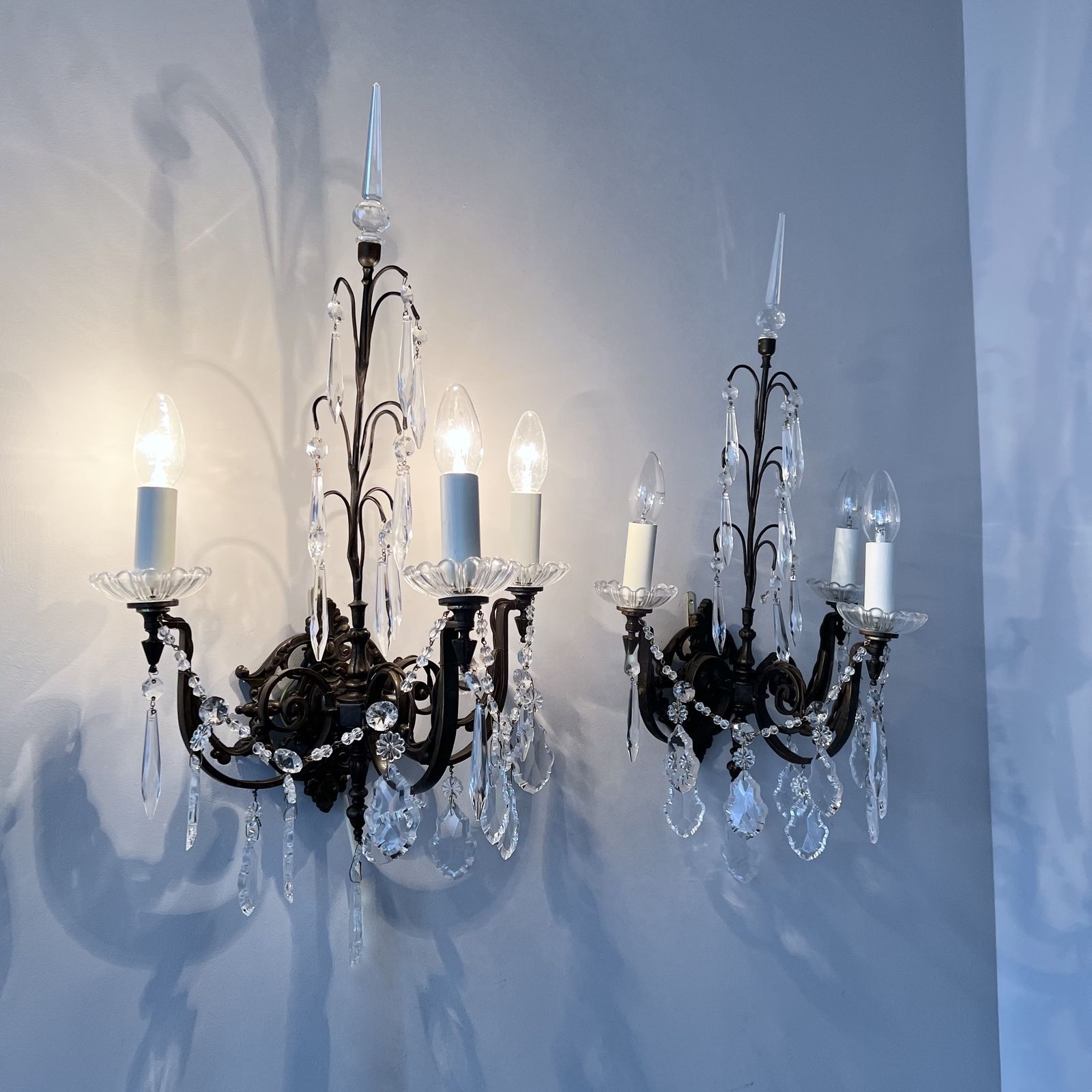 photo for sale Pair Of Early 20th Century French Brass Sconces