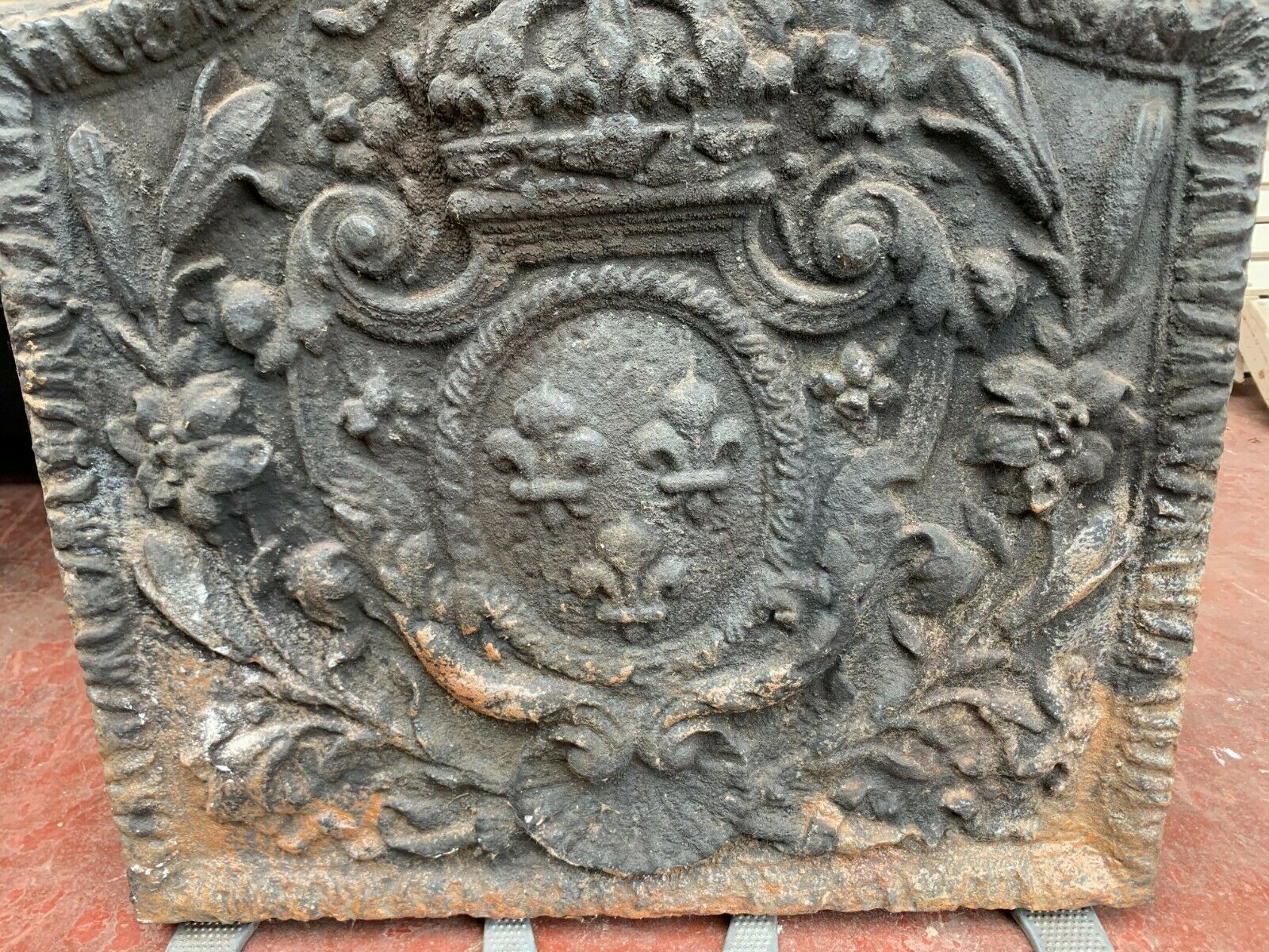 19th Century Cast Iron Fireplace Bottom Plate photo furniture