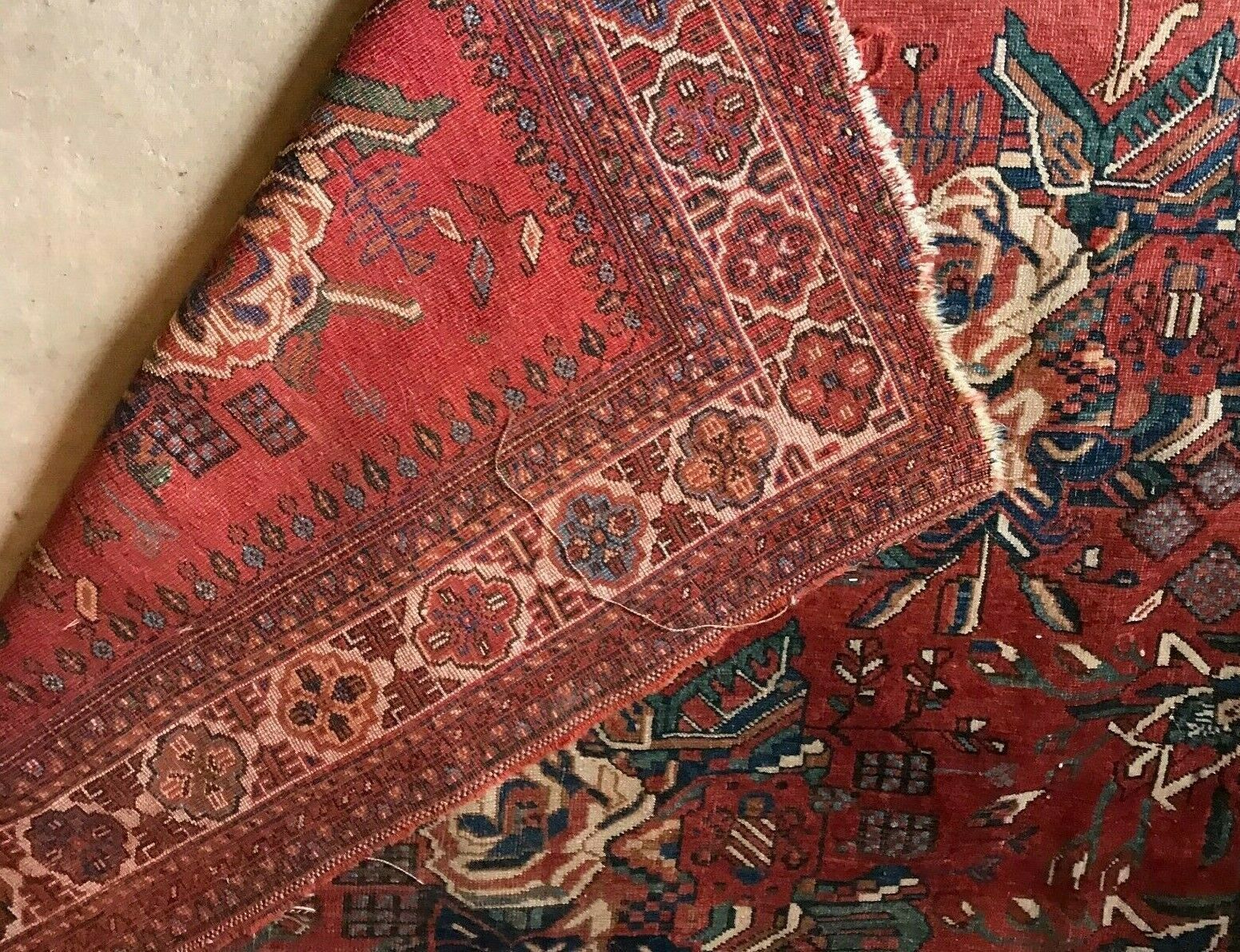Wool Carpet With Floral Decoration XX Century photo vintage