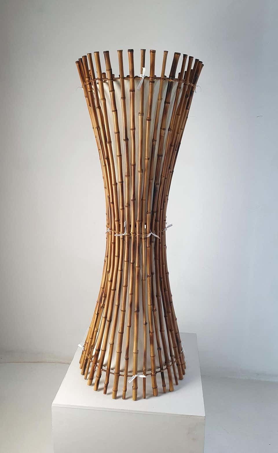 Mid Century Bamboo Floor Lamp After Franco Albini, 1960s photo vinterior