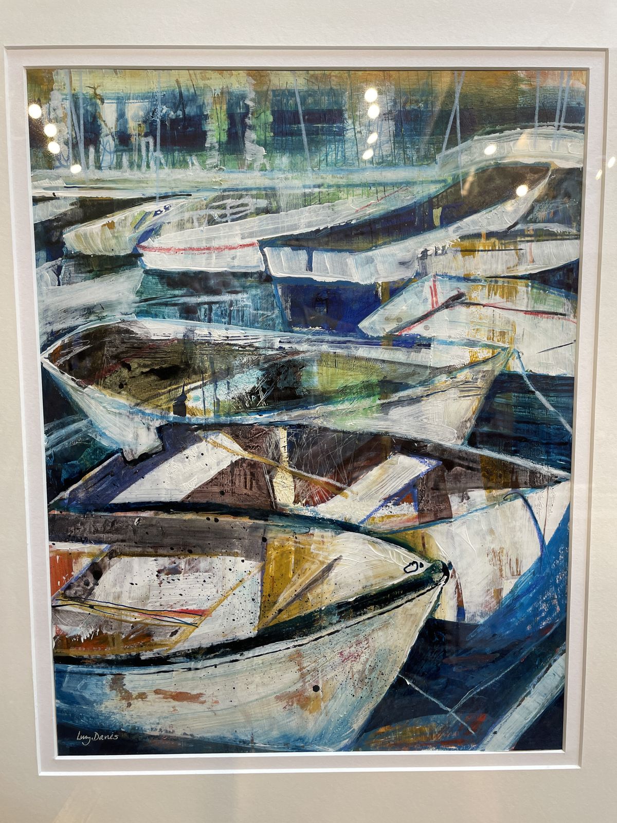 Mixed Media Study "Boats " , Signed photo furniture