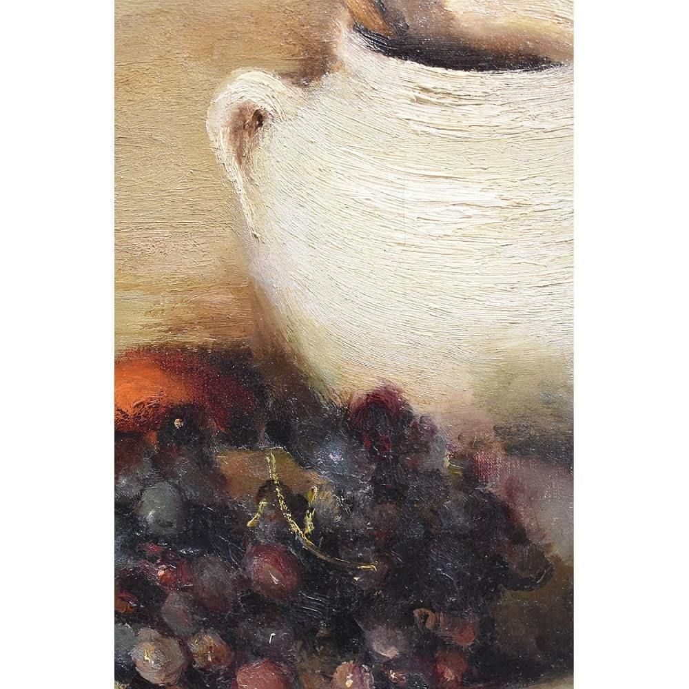 Antique Still Life With Fruit Painting, Dyf Marcel, Oil On Canvas, Early 20th Century. (Qnm395) photo buy