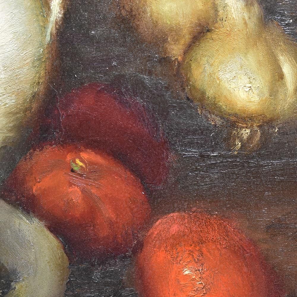 Antique Still Life With Fruit Painting, Dyf Marcel, Oil On Canvas, Early 20th Century. (Qnm395) photo vintage