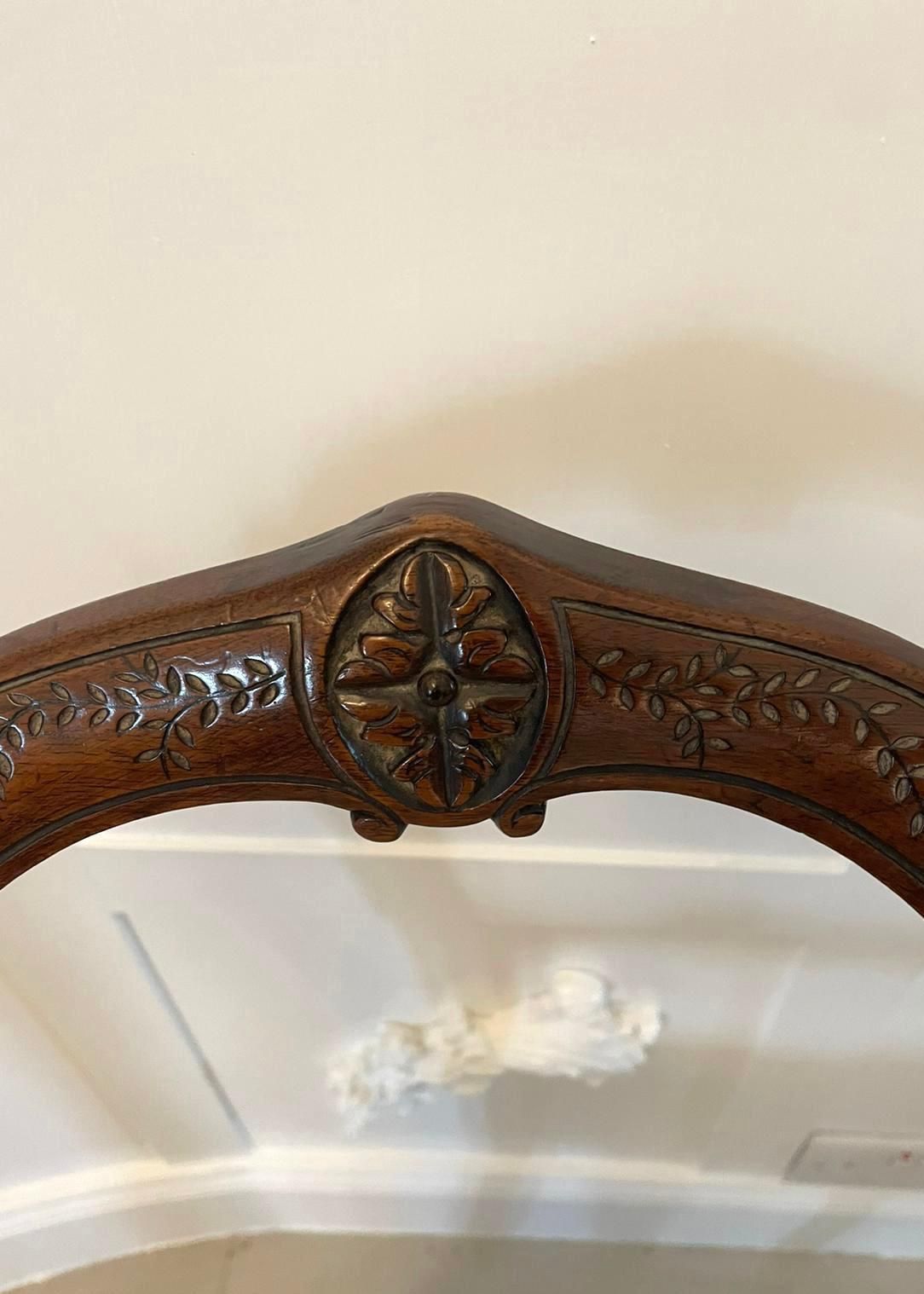 995.0 Pair Of Antique Victorian Quality Carved Walnut Side Chairs photo
