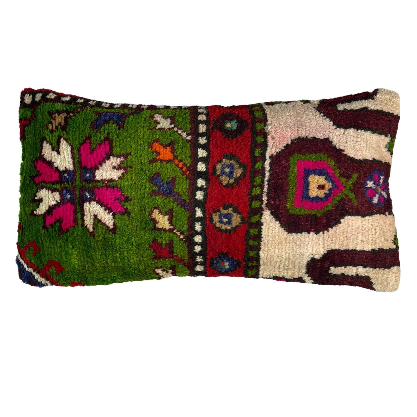 12'' X 24'' Vintage Hand Made Rug Cushion Cover, 30 X 60 Cm Decorative Rug Pillow Cover, Large Vintage Turkish Rug Cushion Cover