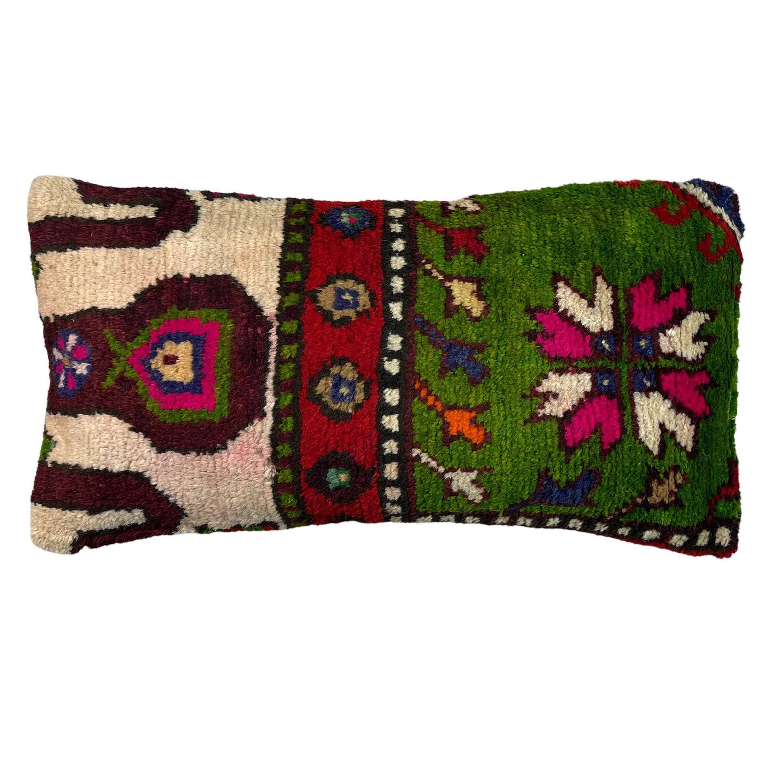 12'' X 24'' Vintage Hand Made Rug Cushion Cover, 30 X 60 Cm Decorative Rug Pillow Cover, Large Vintage Turkish Rug Cushion Cover photo buy