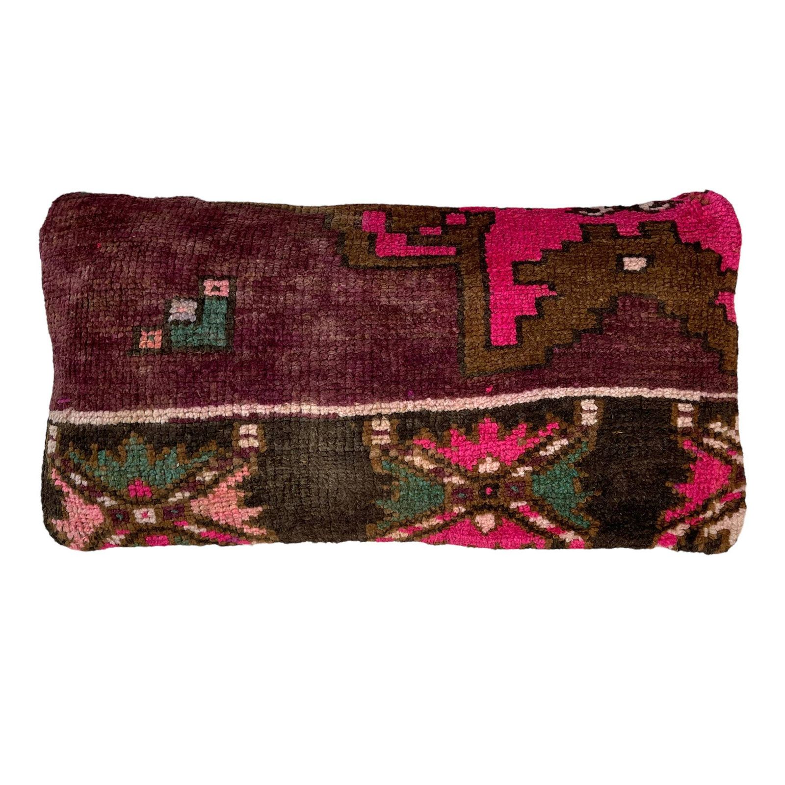 12'' X 24'' Vintage Hand Made Rug Cushion Cover, 30 X 60 Cm Decorative Rug Pillow Cover, Large Vintage Turkish Rug Cushion Cover photo 75.0