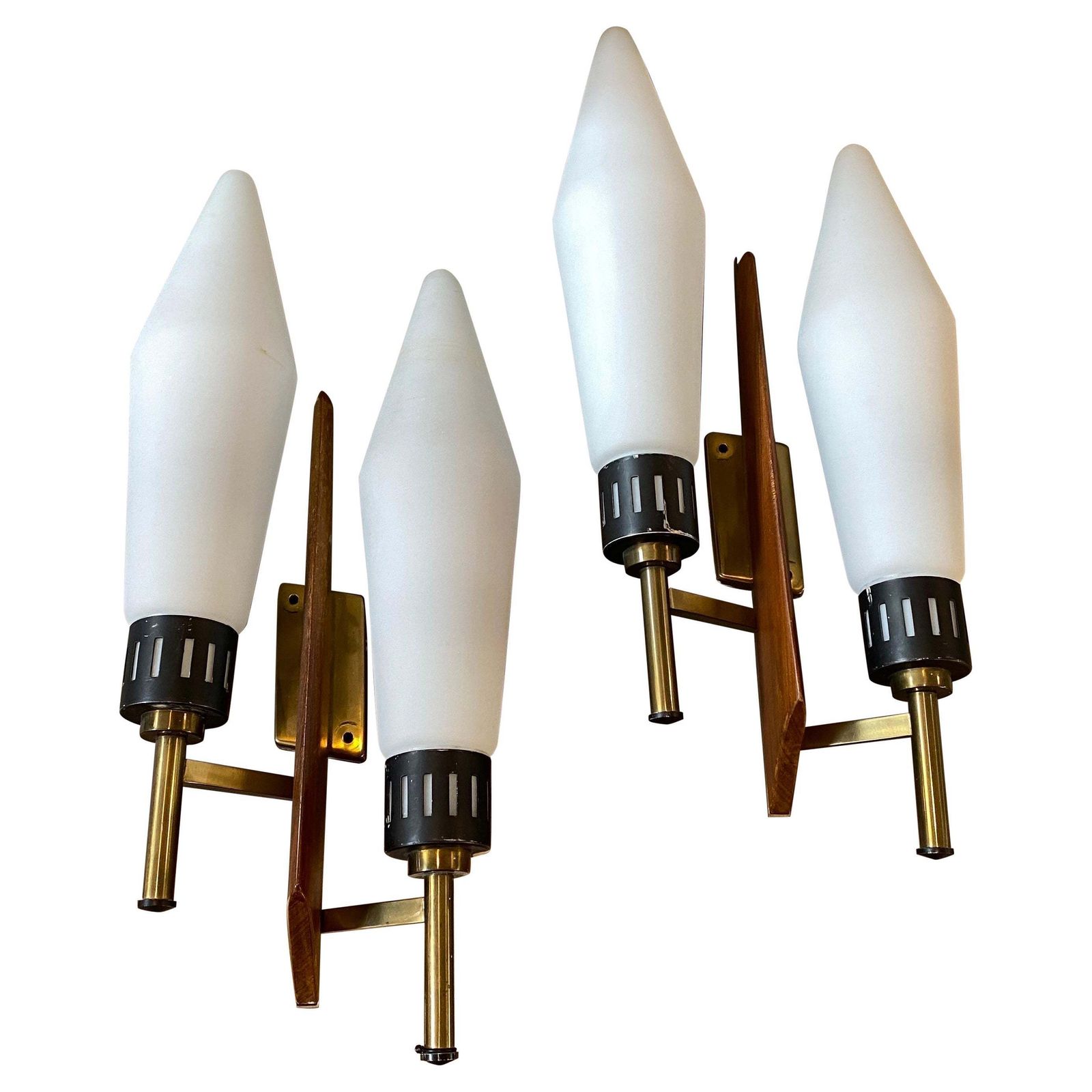 1960s Set Of Two Mid Century Modern Huge Wall Sconces In The Style Of Arredoluce