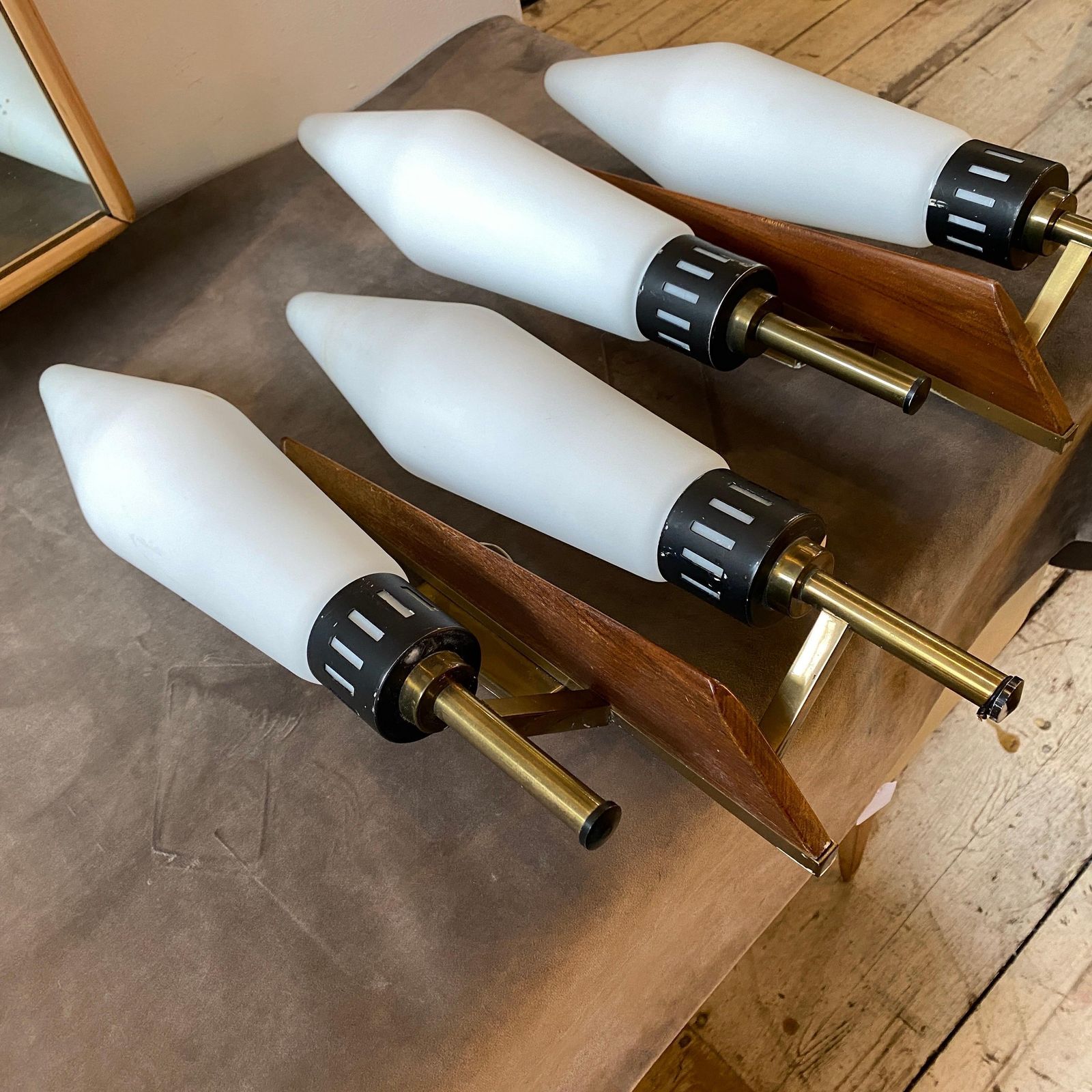 1960s Set Of Two Mid Century Modern Huge Wall Sconces In The Style Of Arredoluce photo vinterior