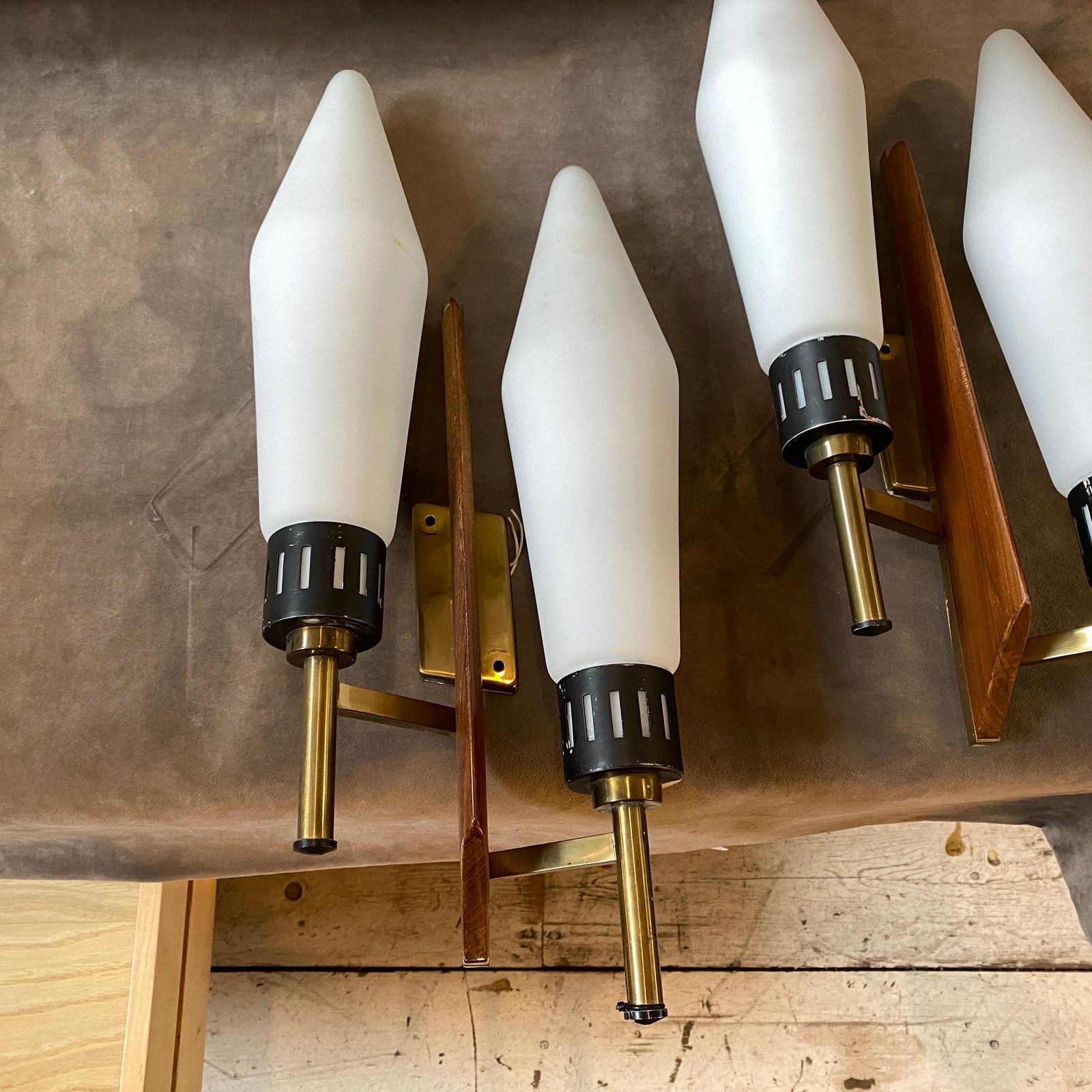1960s Set Of Two Mid Century Modern Huge Wall Sconces In The Style Of Arredoluce photo vintage