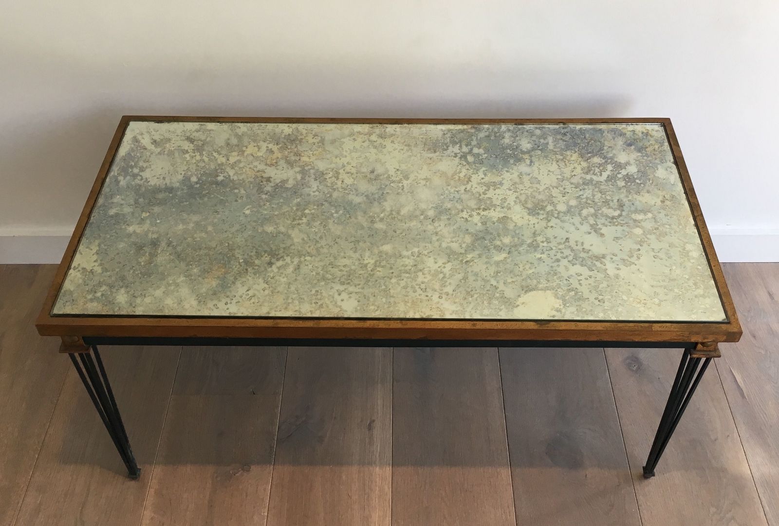 Coffee Table In Patinated And Gilded Steel In The Taste Of Jacques Quinet photo 1850.0