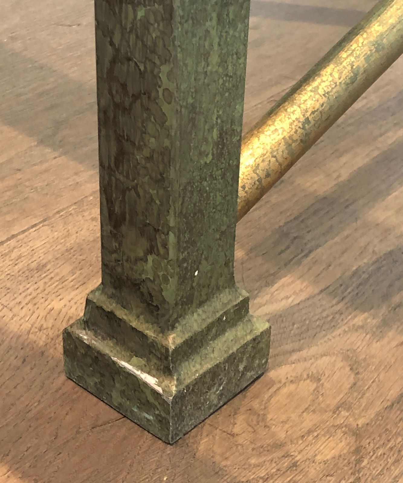 photo vintage Important Patinated And Golden Steel And Wrought Iron Coffee Table