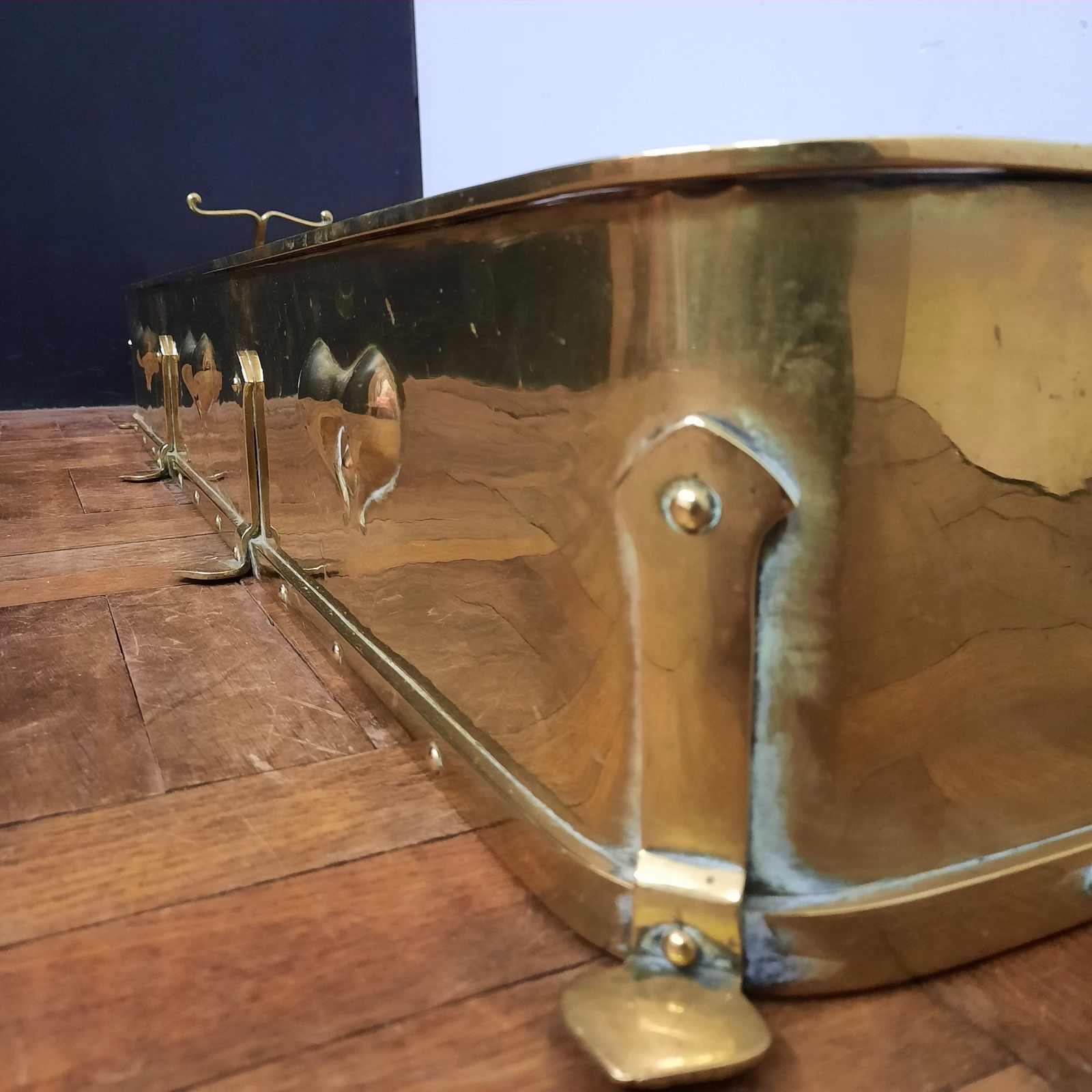 Arts & Crafts Brass Fire Fender photo for sale